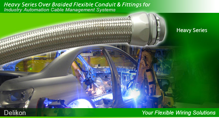 Delikon Electrical Flexible Conduit, Liquid Tight Conduit, Over Braided Flexible Conduit, and Conduit Fittings provide flexible solution to your demanding wiring applications.