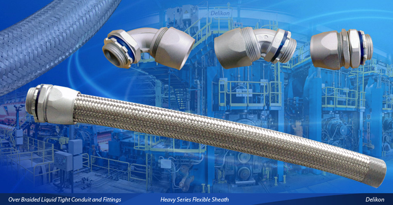 Heavy series over braided metal liquid tight conduit and fittings are suitable for industrial enviroments, expecially suitable for protections of machineries cables and wiring in wet and hazardous locations.