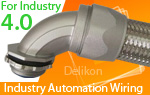 Delikon heavy series over braided flexible conduit and conduit fittings are specifically designed to protect Industry 4.0 power, control and instrumentation cable.